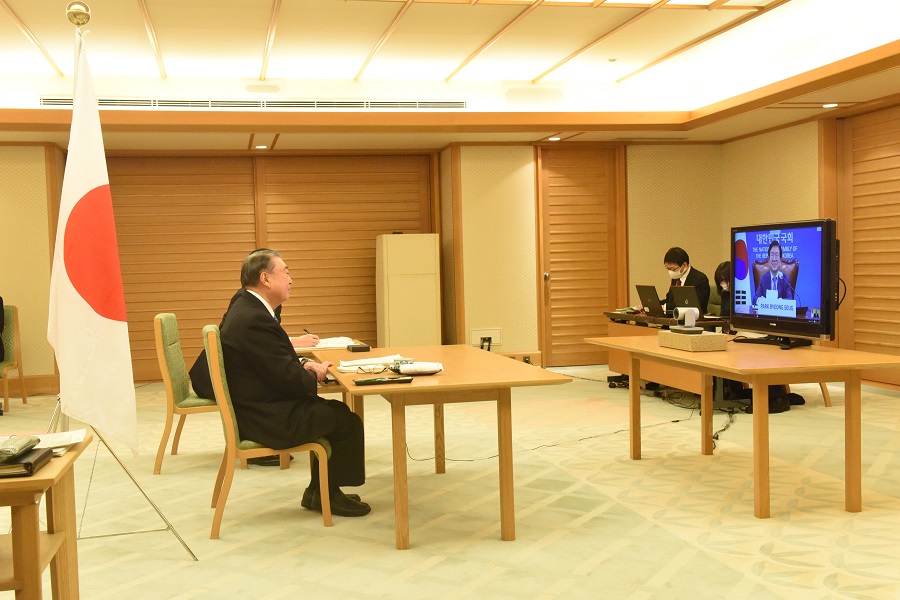 衆議院議長と大韓民国国会議長とのテレビ会談１　クリックすると拡大写真がご覧いただけます