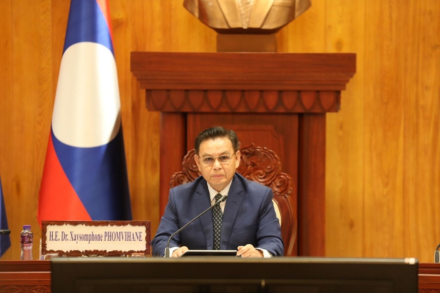 Speaker Hosoda's video meeting with President of the Lao National Assembly 2:Click on the picture to enlarge it.
