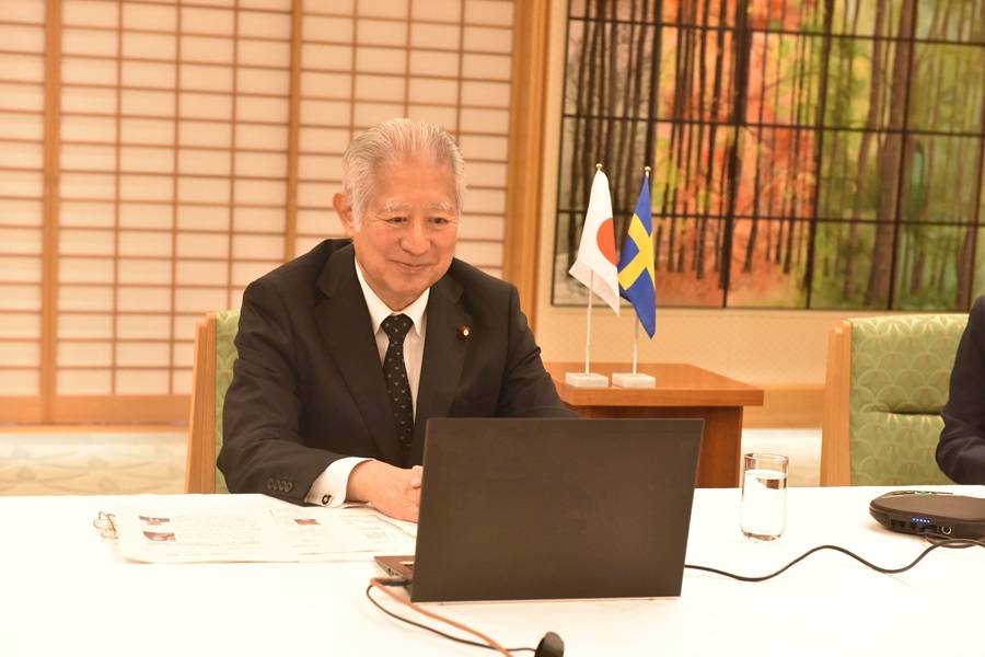 Speaker Mori's video meeting with Swedish Speaker:Click on the picture to enlarge it.